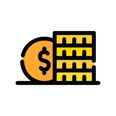 Sikkeler vektör renk çizgisi simgesi