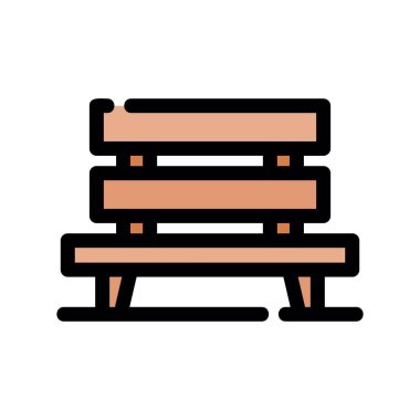 Tahta bank ikonu. ana hatlı ahşap bank vektör simgesi rengi düz izole