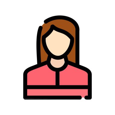 Saç stili simgesi renk ana hatlı kadın