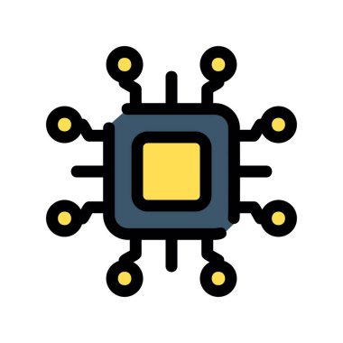 işlemci simgesi, düz tasarım biçimi