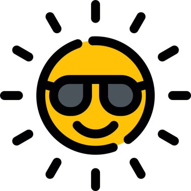 bir gülümseme ikonu ile güneş, vektör illüstrasyon
