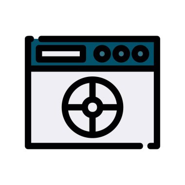 Çamaşır makinesi simgesi renk ana hatları vektörü