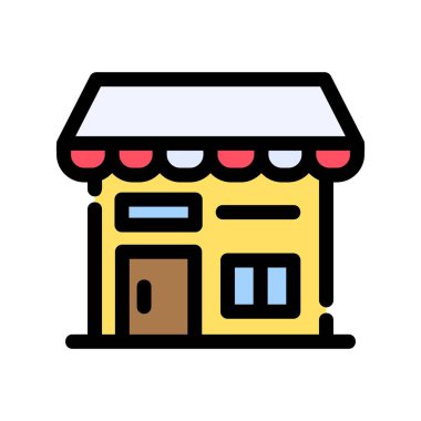 dükkan vektörü renk düz simgesi