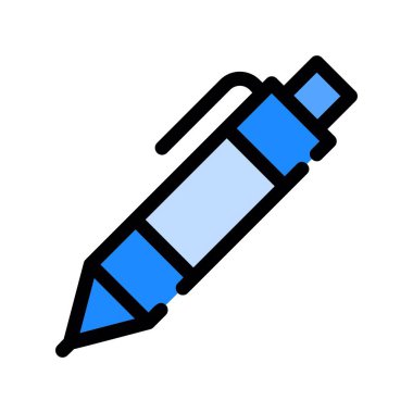 Kalem simgesi vektörü. İnce çizgi işareti. İzole edilmiş kontür sembolü gösterimi