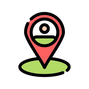 konum, harita, konum düz renk çizgisi vektör pankart şablonu.