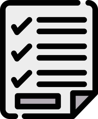 Kontrol listesi belgesi simgesi, vektör illüstrasyonu