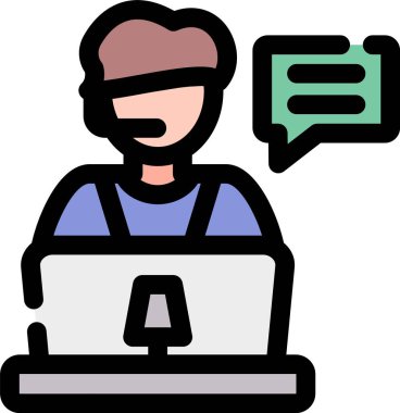 Teknik Destek Web simgesi, vektör illüstrasyonu