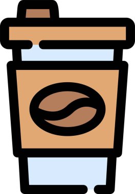 Kahve fincanı simgesi renk ana hatları vektörü