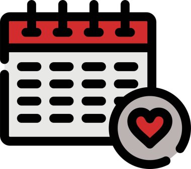 takvim tarihi aşk simgesi doldurulmuş dış hat biçimi