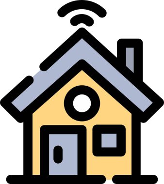 Ev kablosuz internet simgesi. Ana hatlı ev kablosuz vektör rengi izole edildi