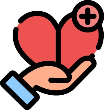 Kalp ikonlu el. Web için el kalp vektör simgelerinin özet çizimi