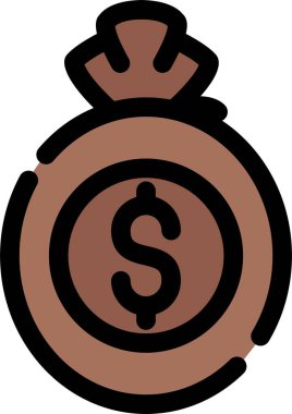 Madeni para ikonu. taslak dolar sikke vektör rengi düz izole