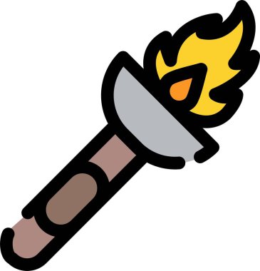 Meşale ikonu yanıyor. Ağ için ateş vektör simgelerinin basit gösterimi