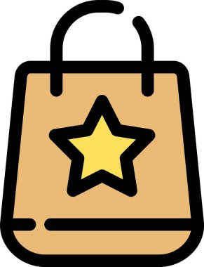 Yıldız simgesiyle alışveriş çantası, basit vektör tasarımı