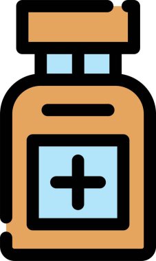 İlaç şişesi ikonu. Ana hatlı ilaç şişesi vektör simgesi rengi düz izole