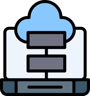 Bulut hesaplama simgesi, vektör illüstrasyonu beyaz arkaplanda izole edildi