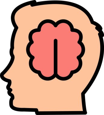 insan beyni ikonu olan bir kafa. İnsan beyni baş beyin vektör simgesi rengi düz izole