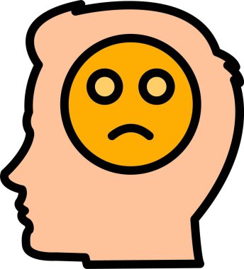 Üzgün kafa simgesi simgesi. üzgün baş yüz emoji vektör simgesi rengi düz izole