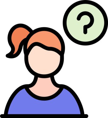 Soru simgesi, renk tasarımı olan soru kızı