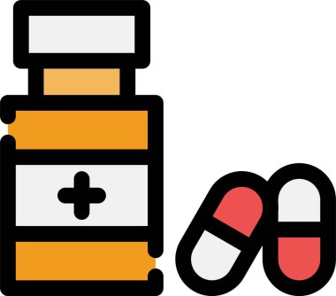 İlaç ikonlu ilaç şişesi.