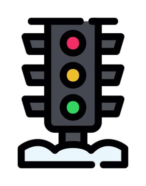 Trafik ışığı vektör simgesi, düz tasarım