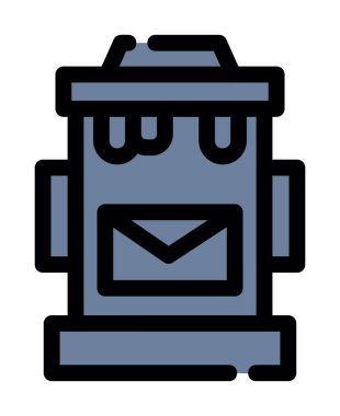 Zarf simgesi olan robot. harf vektör simgesine sahip robot çizgisi düz izole