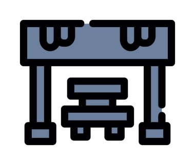 sandalye koltuğu simgesi renk ana hatları vektörü