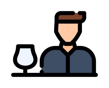 Şarap simgesi rengi taslak vektörü içen adam