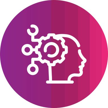 Güzel bir insan kafası ve vites simgesi.