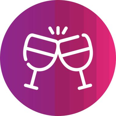 Şarap kadehleri simgesi, basit vektör illüstrasyonu