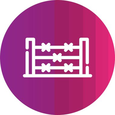 Mor çizgi beyaz arka planda izole edilmiş beyzbol sopası simgesini geçti. Spor malzemeleri. Pembe kare düğme. vektör illüstrasyonu