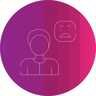 Yüz simgesi olan bir adam, satır tarzı