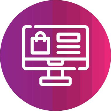 Seo modern simgesinin vektör illüstrasyonu, bilgisayar monitörü