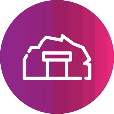 Beyaz çizgi ev simgesi uzun gölgeli izole edilmiş. ev sembolü. mor daire düğmesi. vektör