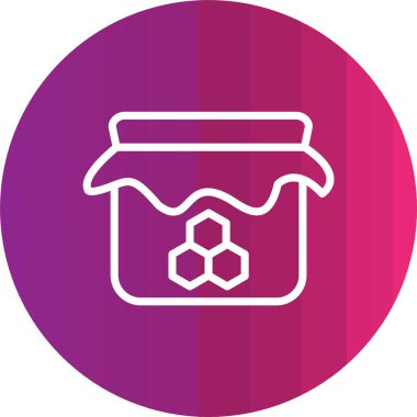 Beyaz arkaplanda siyah çizgi bal peteği simgesi izole edildi. Bal hücrelerinin sembolü. tatlı doğal yiyecekler. mor daire düğmesi. vektör illüstrasyonu