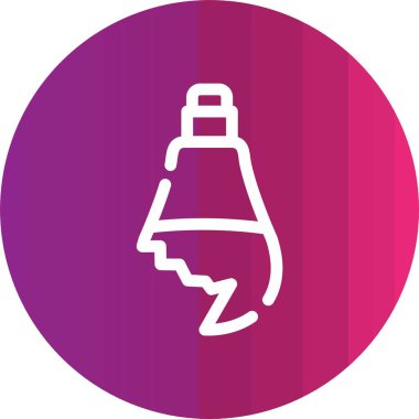 Su ikonu için beyaz çizgi şişe uzun gölgeli izole. Soda ve içecek tabelası. Pembe altıgen düğmesi. vektör illüstrasyonu