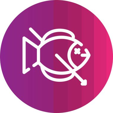 Beyaz arka planda izole edilmiş mor balık ikonu. Çember çizim düğmesi. vektör.