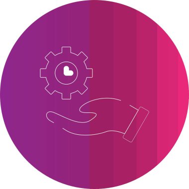 Bir elin ve dişli bir kalbin vektör çizimi