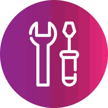 İngiliz anahtarı ve tornavida ikonu. Web için basit tamir ve araçlar vektör simgeleri çizimi