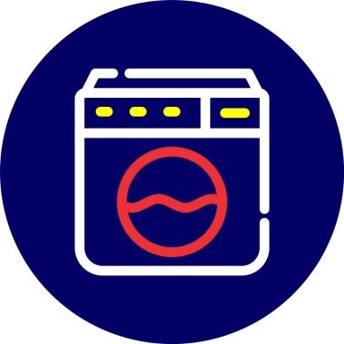 çamaşır makinesi simgesi, vektör illüstrasyon tasarımı