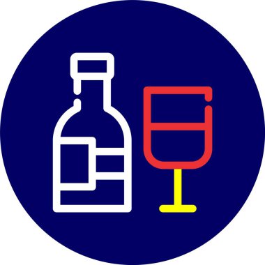 şarap cam ikonu, vektör illüstrasyonu