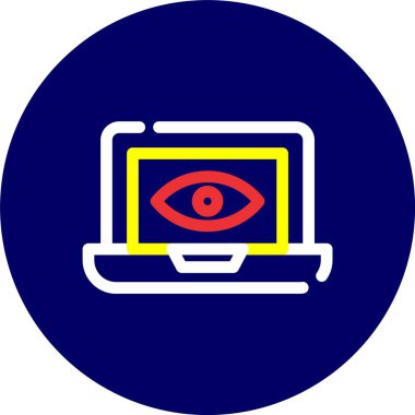 Göz simgesi olan dizüstü bilgisayar. vektör illüstrasyonu