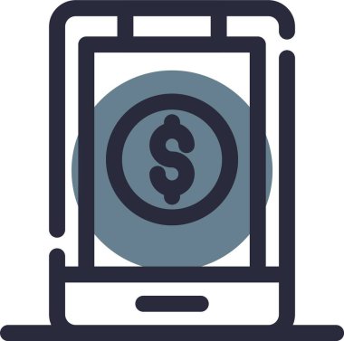 Dolar cep telefonu simgesi. Web için cep telefonu vektör simgelerinin özet çizimi