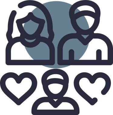 Sosyal ağ bağlantı grubu simgesi doldurulmuş ana hat biçimi