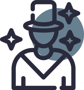 Ana hatlarıyla doldurulmuş sihirbaz ikonu