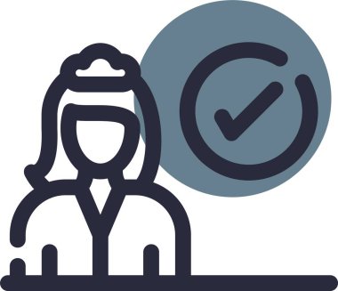 Sırt çantalı bir kadın simgesinin vektör çizimi