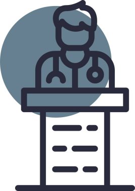 Steteskoplu doktor ve tıbbi rapor vektör çizimi tasarımı