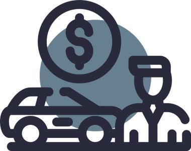 araba sigortası simgesi, vektör illüstrasyonu