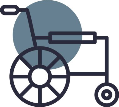 tekerlekli sandalye yassı simgesi, vektör, illüstrasyon