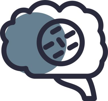 Beyin simgesi, ana hatlı vektör çizimi, beyin